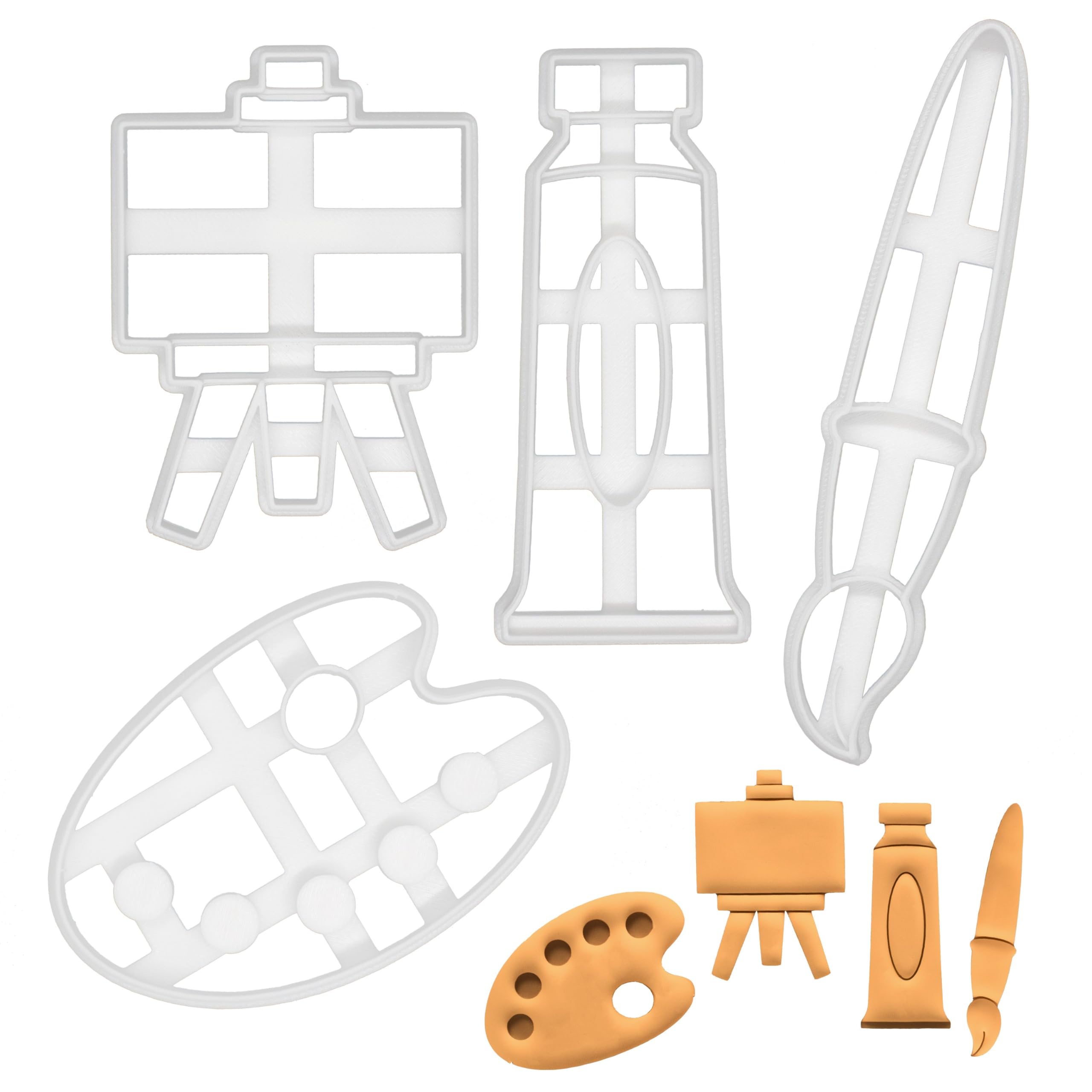 4er Set Malerei Ausstechformen (Formen: Pinsel, Palette, Staffelei und Farbtube), 4 Teile, Bakerlogy