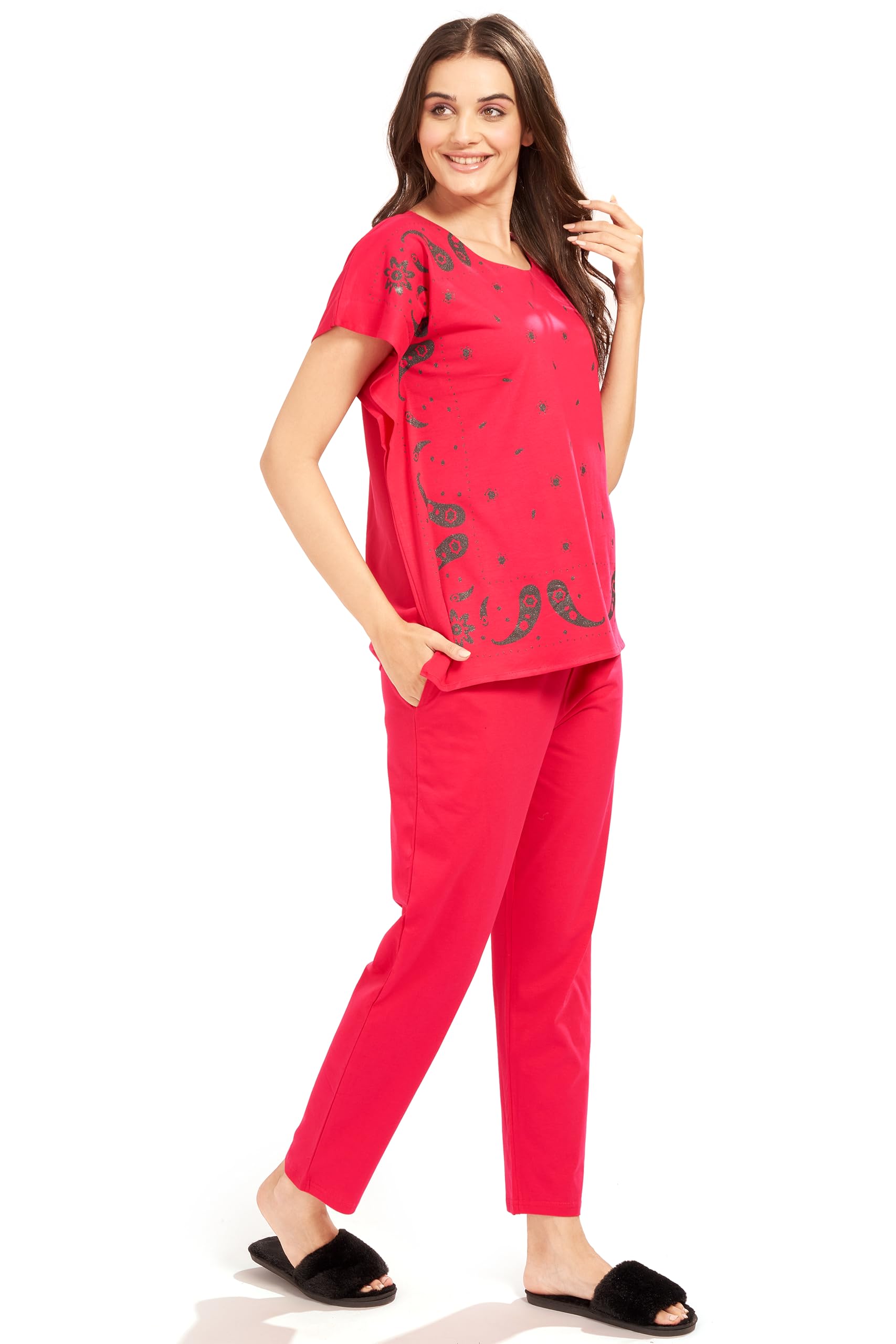 av2 Women Cotton Knit Kaftan Top & Pajama Nighsuit Set -4102-picture-45