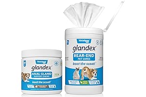 Vetnique Glandex for Dogs: 60 Anal Gland Peanut Butter Chews + 75 Pet Wipes