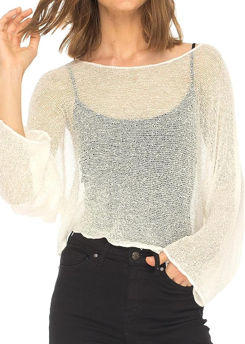 Women Sheer Knit Poncho Lightweight See Through Shrug Top Crochet Y2K Asymmetrical Mesh Shawl Beach Cover Up Lightweight Cape