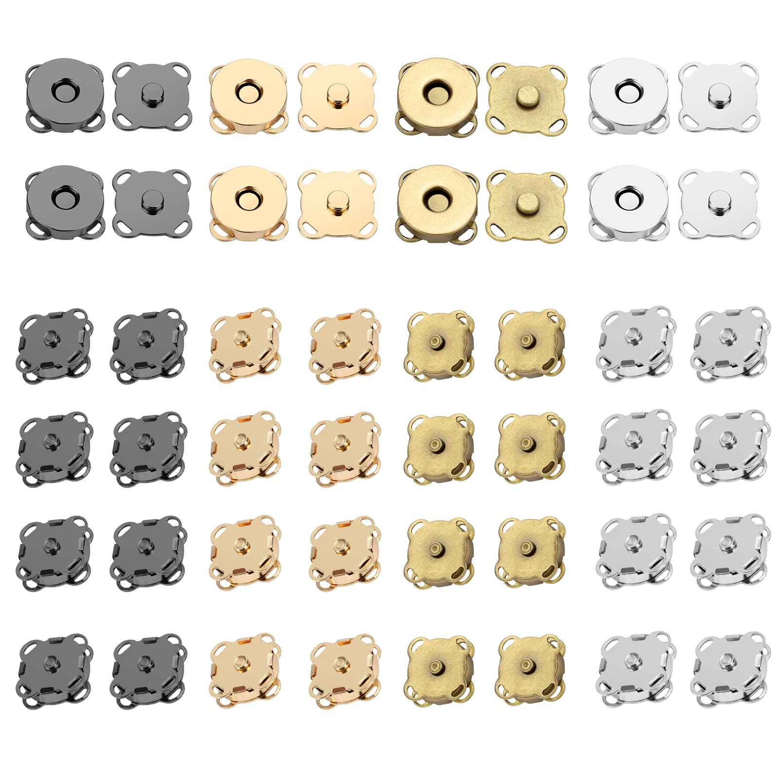 EEEKit Magnetic Clasps, Pack of 40 Sew on Magnetic Bags Fasteners, 14 MM Magnet Closure for Sewing Buttons, Magnetic Button for DIY Bag Making Crafts Clothing, 4 Colours