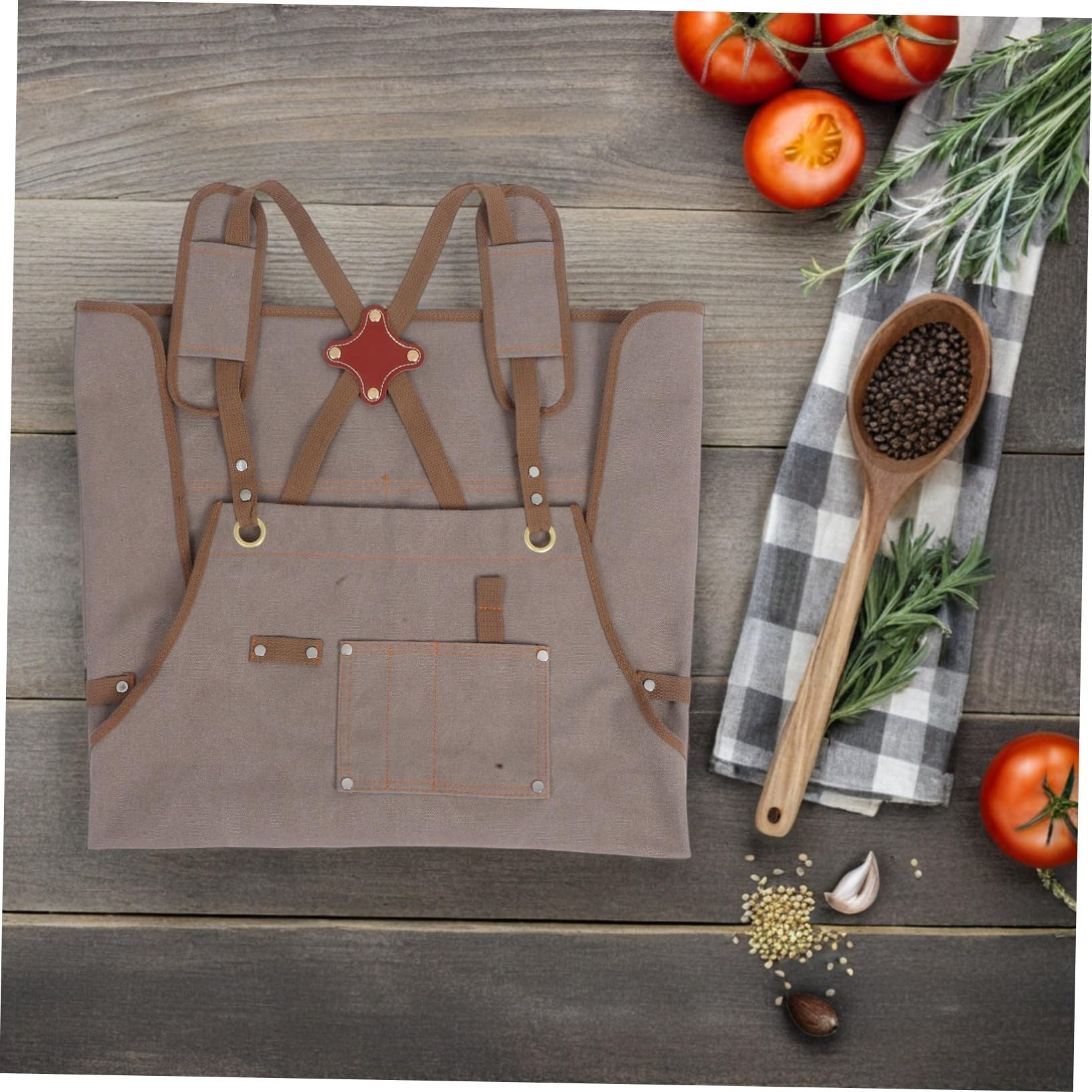 SHINEOFI Tablier Toile Unisexe avec Poches Bretelles Croisées Réglables Tablier de Travail Polyvalent pour Jardinage Menuiserie Cuisine et Artistes