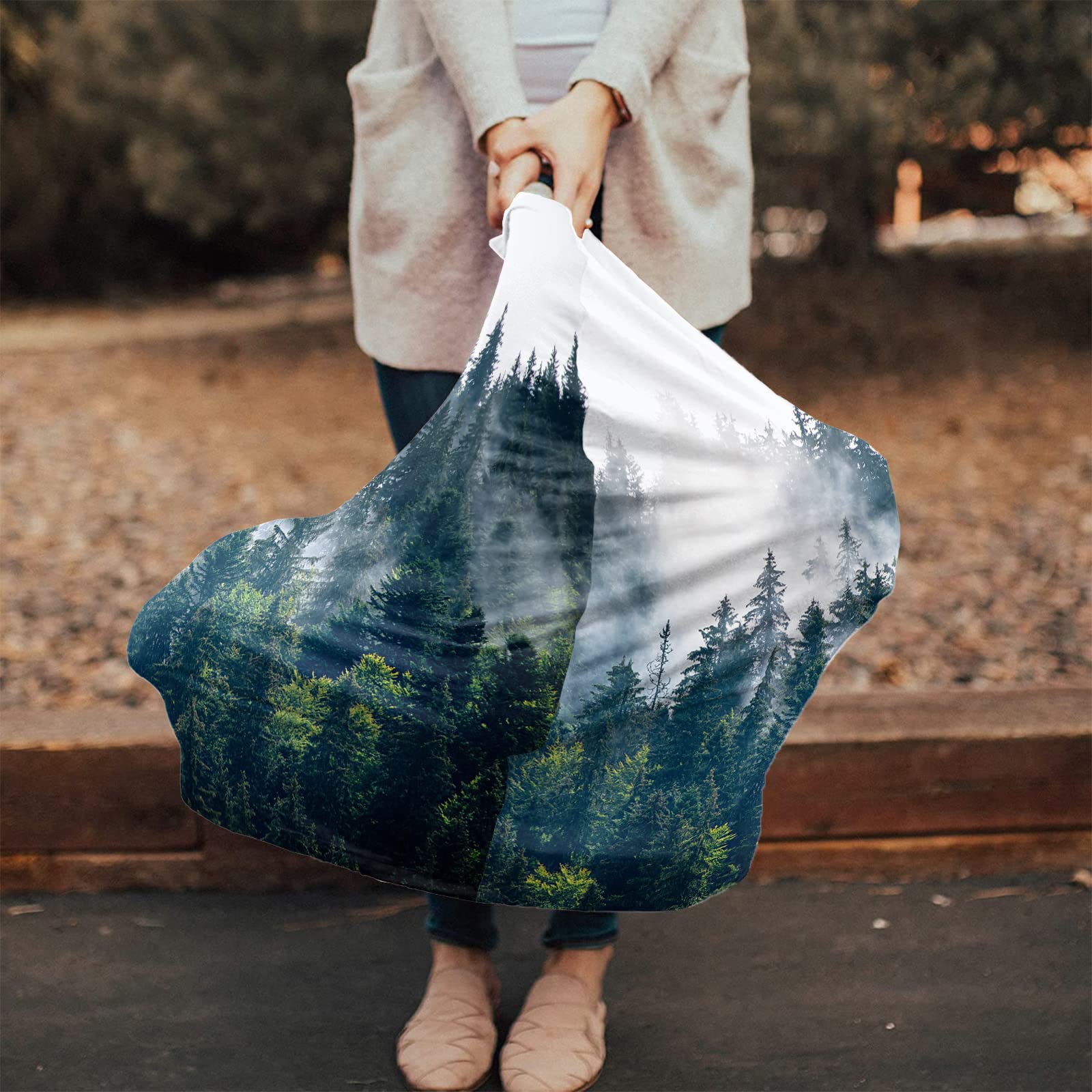 Nursing Cover for Breastfeeding Scarf, Forest Mist Baby Car Covers Super Soft Multi Use for Canopy Shopping Cart Cover Blanket Stroller Cover