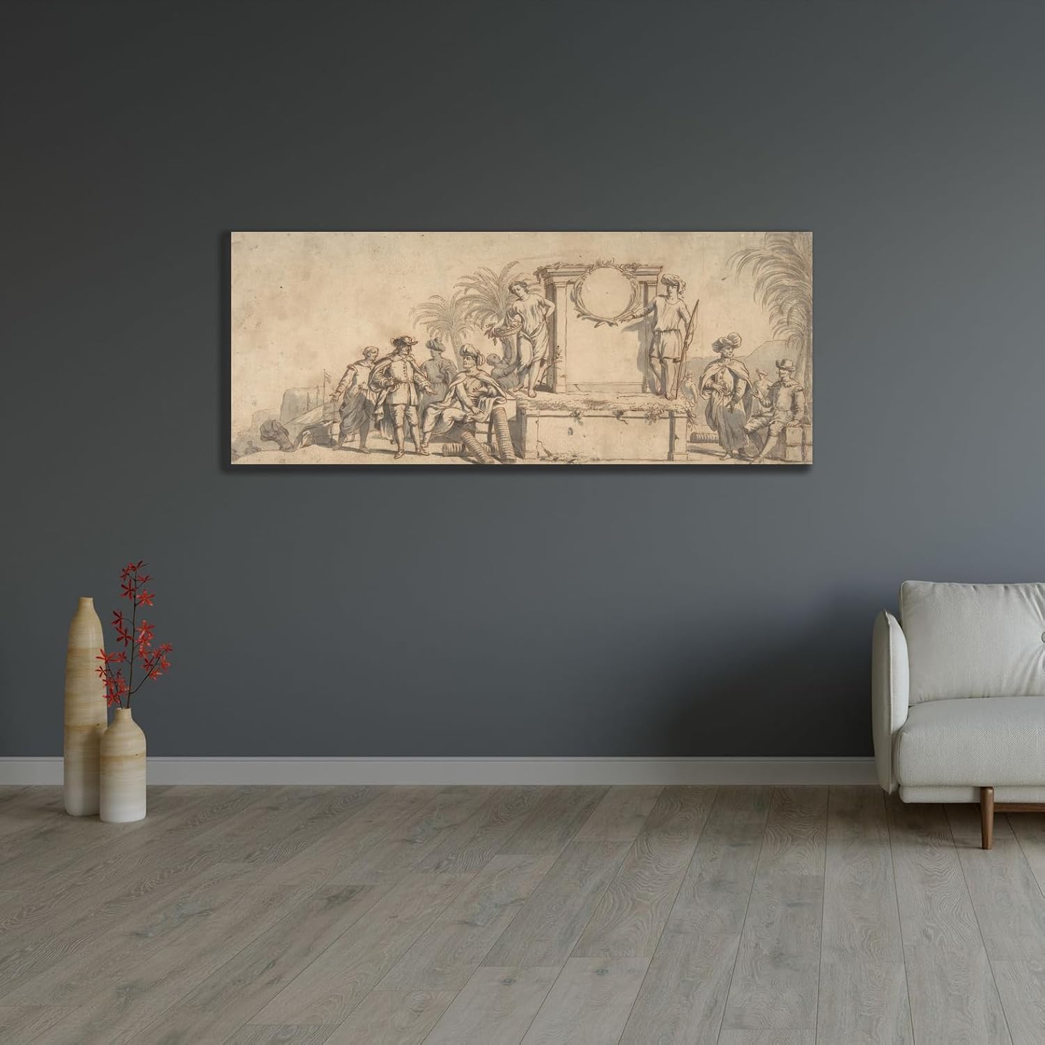 ArtDirect Europeans Engaging in Commerce and Trade in Asia (early 17th century) Unframed Art Print Giclee Poster by Pieter van Laer - Ready for Framing with Customization Sizes 10x4, 14x6, 20x8, 36x14, 48x19 and 60x24 inches