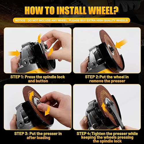 Vista 6 de Amoladora angular inalámbrica compatible con batería DEWALT de 20 V máximo, 4-12 pulgadas, motor sin escobillas de 11000 RPM para cortar, moler