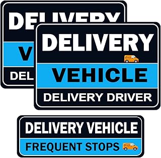 NIMONA Delivery Driver Magnet for Car - 3-Pack Caution Frequent Stops Removable Set - Reflective Delivery Magnetic Car Door Sign - Weather-Resistant 11.8 x 4 inch (Blue-delivery driver)