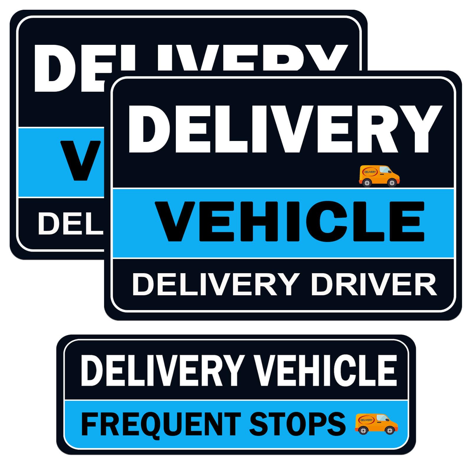 NIMONA Delivery Driver Magnet for Car - 3-Pack Caution Frequent Stops Removable Set - Reflective Delivery Magnetic Car Door Sign - Weather-Resistant