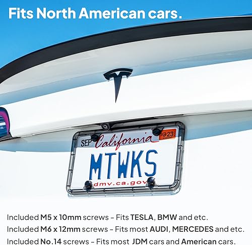 Miniatura 4 de MTWKS Marco de matrícula de plástico transparente de policarbonato de alta calidad, universal, Estados Unidos, Canadá, México, soporte para placa de