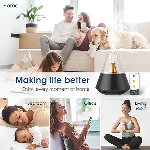 Miniatura 4 de Difusor de aceite esencial, difusor de aroma de aromaterapia de estilo moderno con luz de vela, humidificador ultrasónico de niebla fría, control