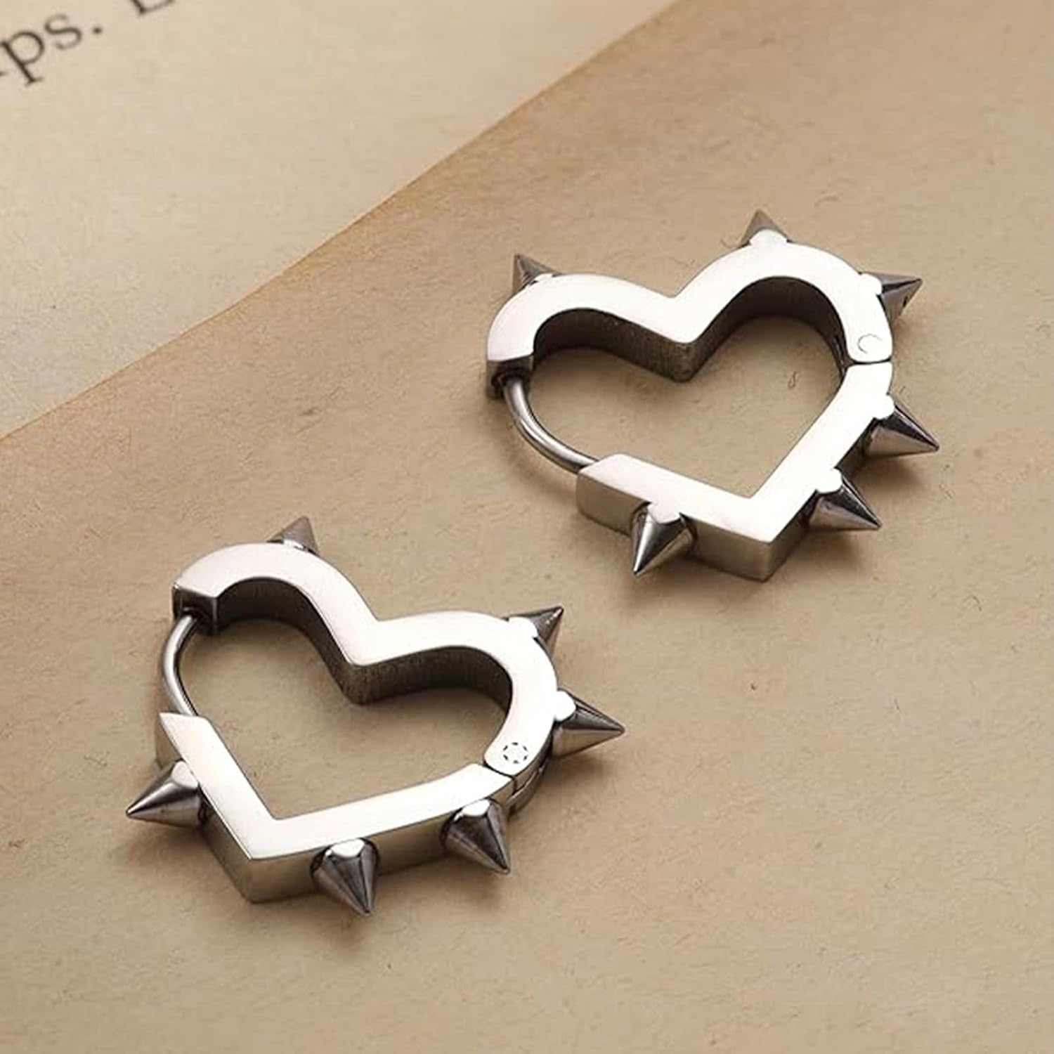 Hip-Hop Hoop Spike Heart Earrings for Women Men Gothic Punk Rock Earrings Y2k Emo Christmas Halloween Jewelry Gifts - Image 2