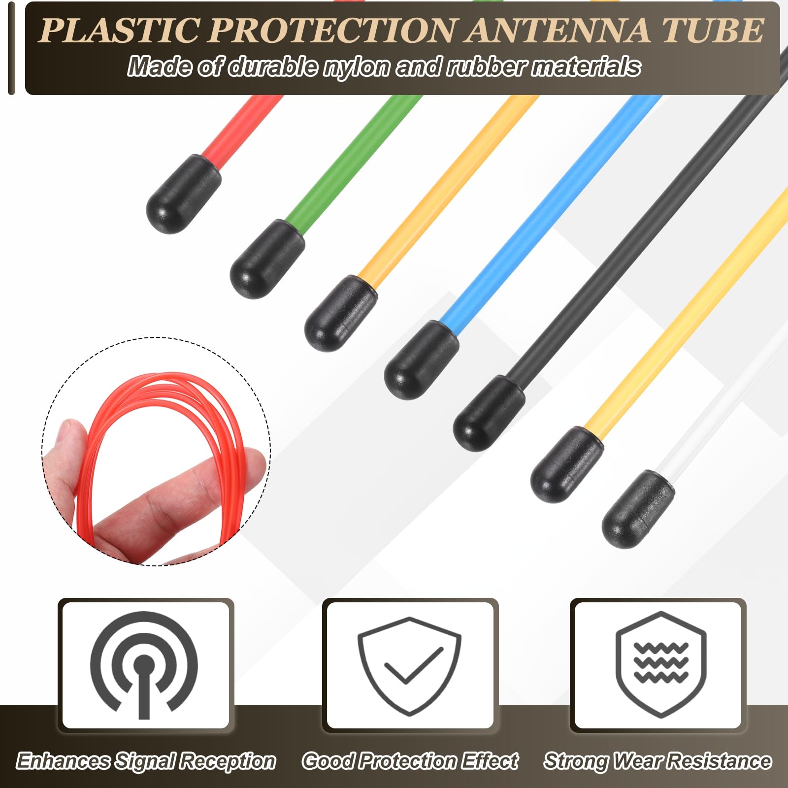sourcing map Tube d'antenne de protection en plastique de 160 mm, tube d'antenne RC avec capuchons pour antenne réceptrice de drone de voiture, bateau, drone (6 couleurs, 12 pièces)