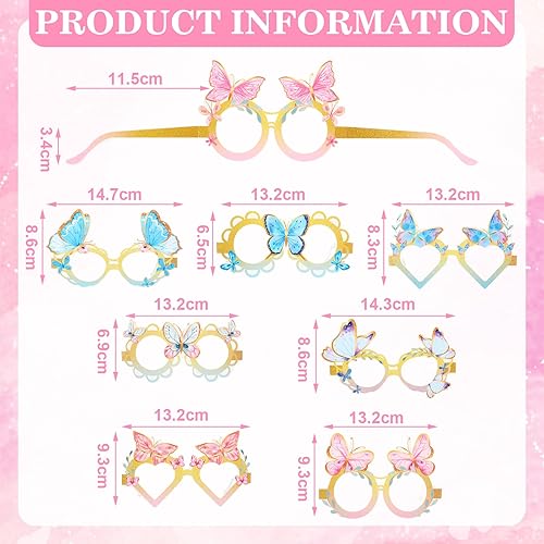 Miniatura 2 de 24 anteojos de papel de mariposa coloridos para fiestas, decoraciones de fiesta de mariposas, suministros de fiesta de cumpleaños para niñas y