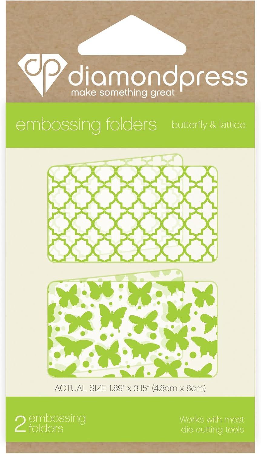 Diamond Press Embossing Folder Butterfly & Lattice, 13 x 7