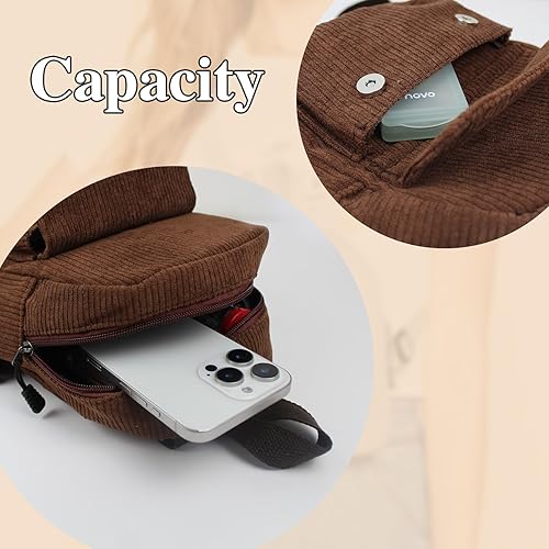 Miniatura 4 de Mini mochilas para mujer, mochila de pana elegante para mujer, para citas, viajes, mochilas de campamento para mujeres y niñas, Marrón, mini,