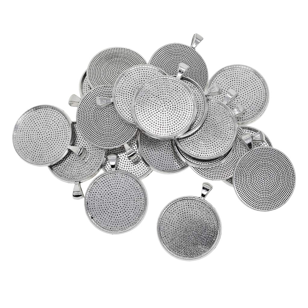 non-brand 20pcs 30mm/1.2inch Round Bezel Pendant Trays Trays Pendant for DIY Crafting Photo Jewelry Making,