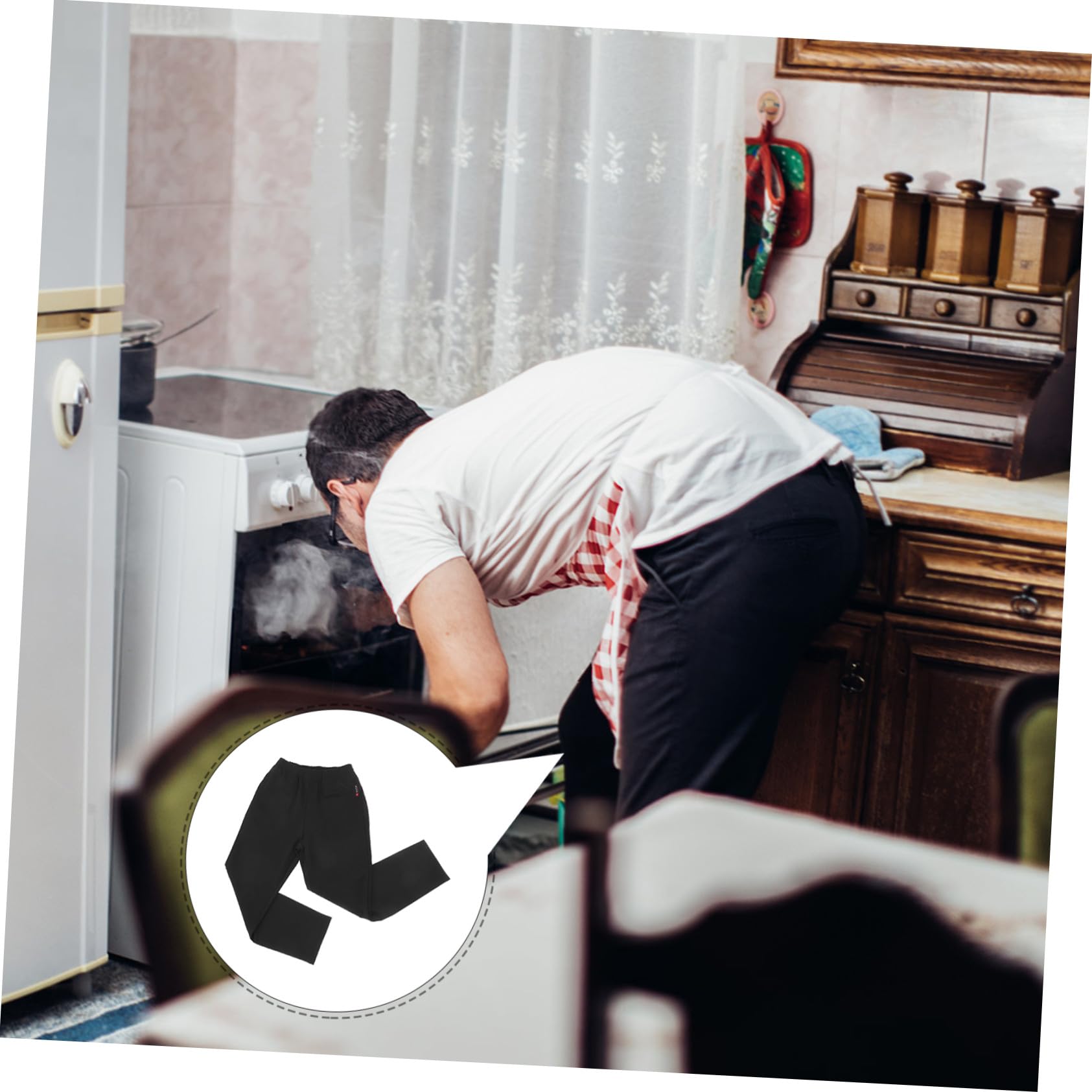 Atmungsaktive Kochhose Herren Elastischer Langlebige Baumwolle Öl und Fleckenresistent Schwarze Küchenhose für Restaurant Hotel