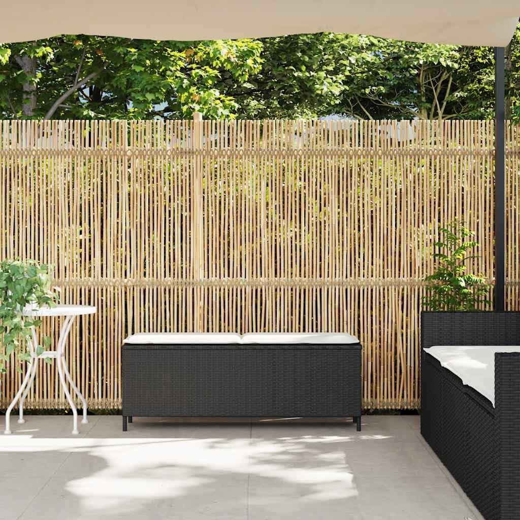 Vidaxl Gartenbank mit Kissen - Schwarzer Polyrattan - Stahlrahmen - UV-Resistent - Ideal für Terrasse, Garten oder Deck - 110x30x40,5cm