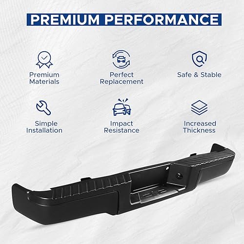 Miniatura 6 de Ensamble de Parachoques Trasero Negro Peforway Compatible con Ford F150 Pickup 2009-2014 Reemplazo para FO1103161 sin Orificios para Sensores de