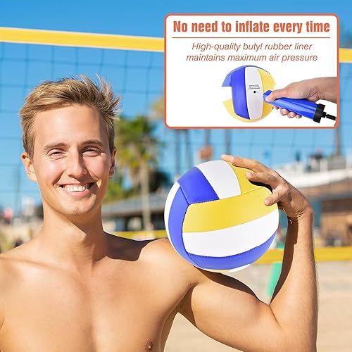 Miniatura 3 de ELKCIP Paquete de 6 pelotas de voleibol tamaño oficial 5, impermeables, suaves, a granel, recreativas, con bomba y bolsa de red, para interiores y