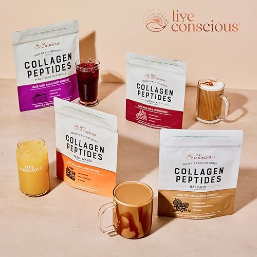 Vista 70 de Live Conscious Polvo de péptidos de colágeno – Polvo de colágeno con sabor a melocotón y mango – Apoyo para el cabello, la piel, las uñas