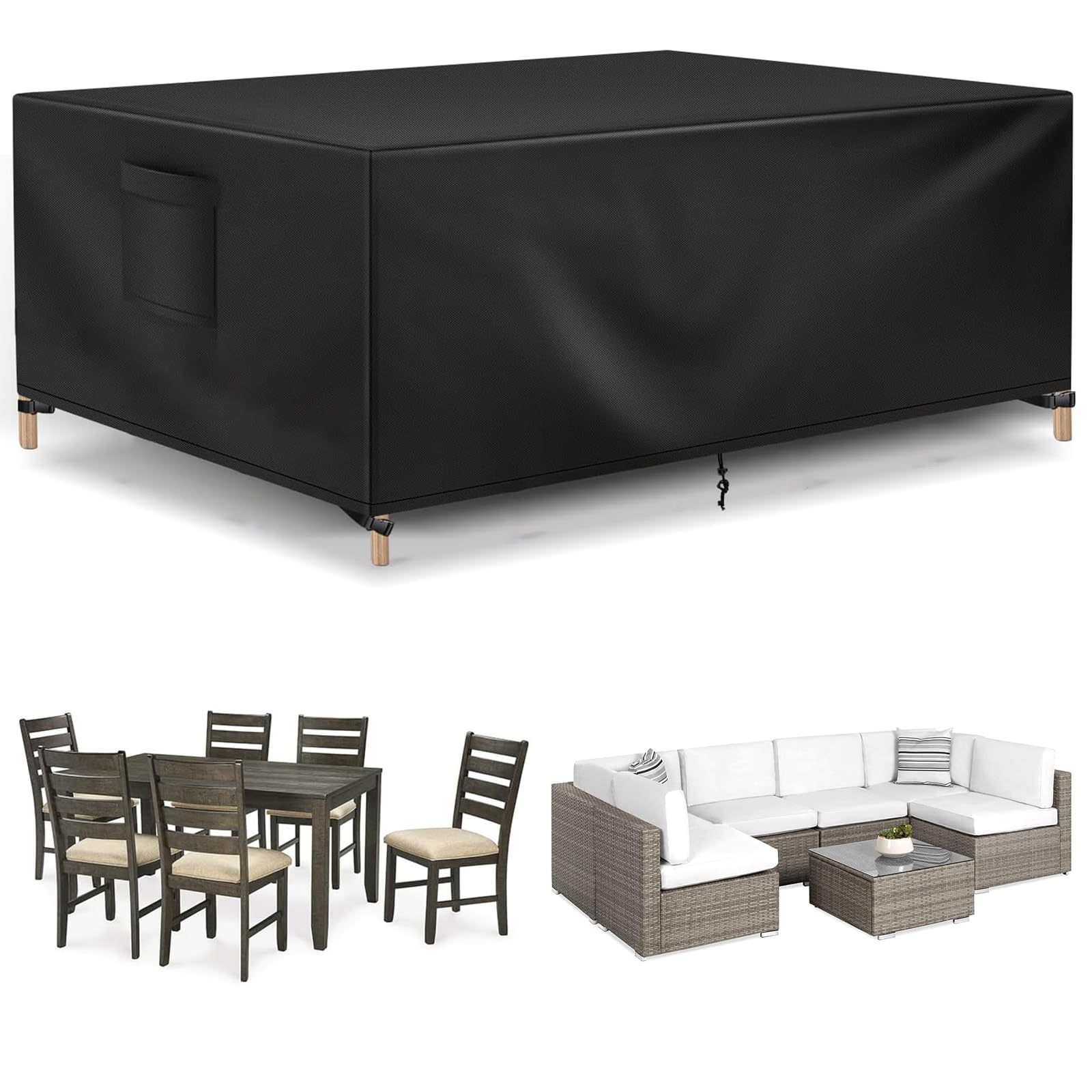 Funda Mesa Exterior Impermeable, 420D Tissu Oxford Funda Muebles Jardín, Resistente Al Agua, Al Polvo Y A Los Rayos UV, Lonas Impermeables