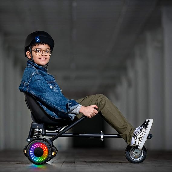 Jetson JetKart 2.0 Universal Hoverboard Attachment، 6 Tire، Bucket Seat، Adjustable Footrest يستوعب معظم المرتفعات ، الأعمار 12 + ، أسود ، JKAR20-BK