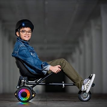 Jetson JetKart 2.0 Universal Hoverboard Attachment، 6 Tire، Bucket Seat، Adjustable Footrest يستوعب معظم المرتفعات ، الأعمار 12 + ، أسود ، JKAR20-BK
