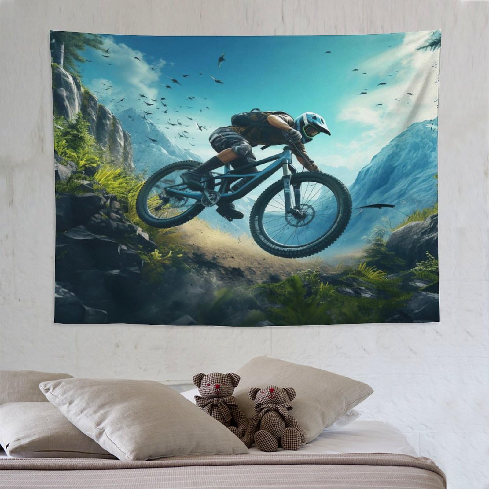 Mountain Bike Tapestry 3D Print Wall Cloth Tapestries for Bedroom Dorm Tapestry Wall Hanging Decor Wall Decoration 150×200cm