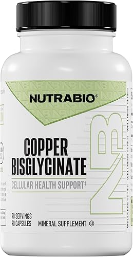 NutraBio Suplemento de bisglicinato de cobre quelado (3 mg), apoyo inmunológico - Suplemento de cobre - 90 cápsulas