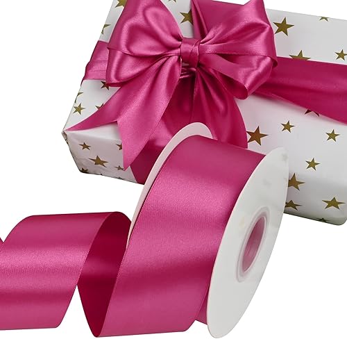 Miniatura 395 de Cinta de satén rosa polvoriento de doble cara de 1/4 pulgadas x 50 yardas, cintas de poliéster polvorientas para envolver regalos, cinta de tela