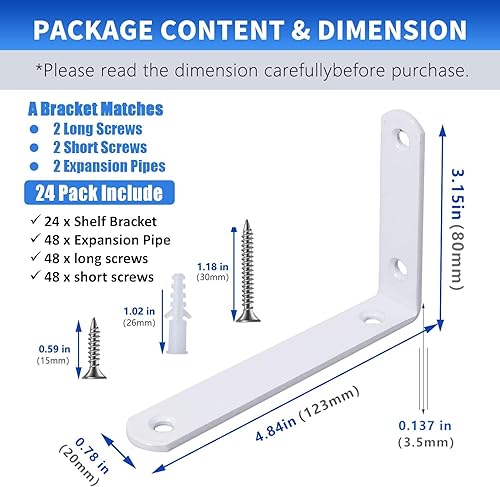 Miniatura 2 de 4 soportes de estante, soporte flotante blanco de 5 pulgadas, soporte de estante metálico resistente para soporte de estante flotante, soporte