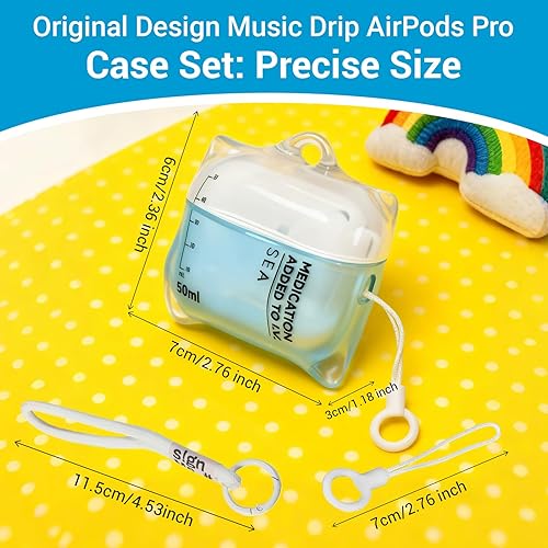 Miniatura 2 de Music Drip - Funda compatible con AirPods Pro 12 y AirPods 4rd, funda protectora de silicona líquida anticaídas con cordón (AirPods Pro 12-azul)