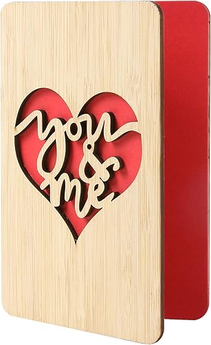 Miniatura 1 de Della Stella  Tarjeta del día de San Valentín  Tarjetas de aniversario de madera de bambú hechas a mano para esposa, marido, ella, novia  Regalos