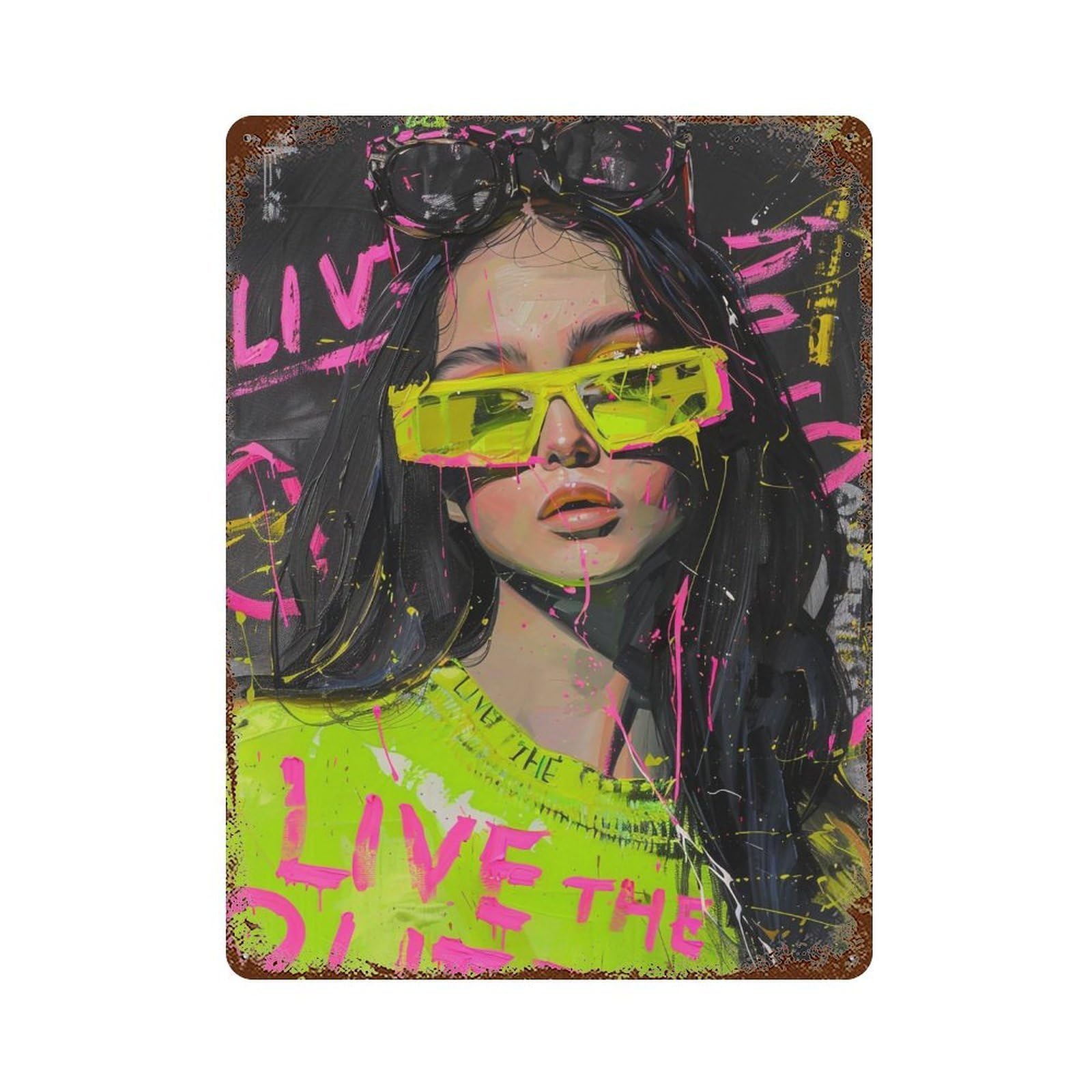 YHGERTKU Live The Queen Graffiti Pop 03 Wall Art Retro Iron Vintage Metal Tin Sign Poster Modern Decor for Living Rooms Gift 40x30cm