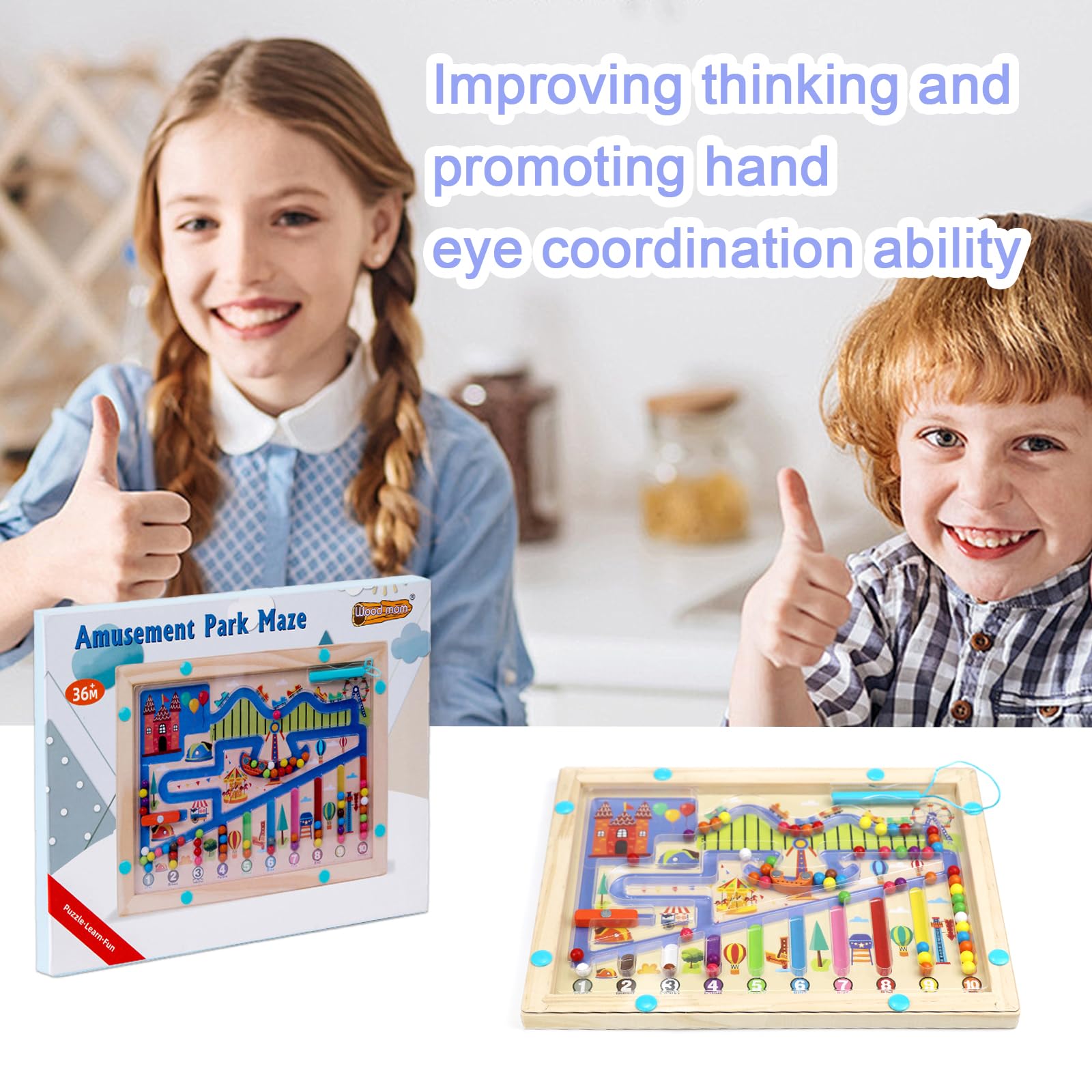 Laberinto Magnético De Madera Para Niños 3-6 Años - Juguete Montessori Colores Y Números