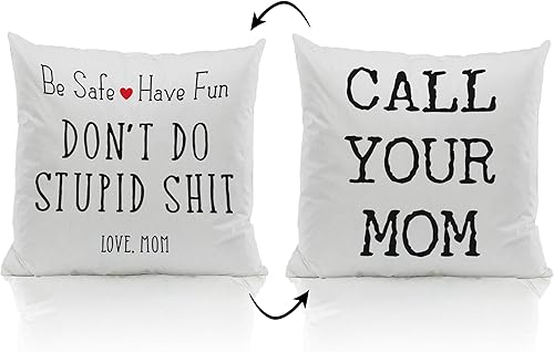 Miniatura 6 de Call Your Mom Be Safe Have Fun Don't Do Stupid Love Mom Funda de almohada reversible de 18 x 18 pulgadas (azul claro)
