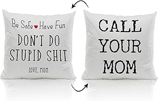 ZJSYXXU Call Your Mom Throw Pillow Covers 18x18 Inch, Funny College Dorm Decor Decorative Pillowcases Cushion Cover Decor for Couch Sofa Living Room, Graduation Gifts for Daughter Son