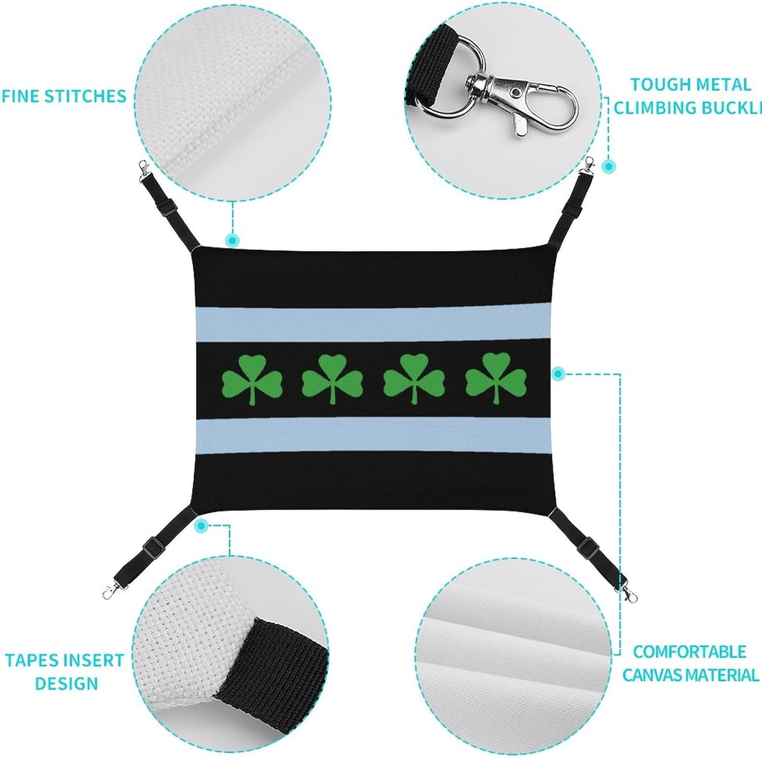 review Chicago Irish Flag Cat Hammock Adjustable Straps Pet Cage Reversible Hanging Bed for Cats Small Dogs