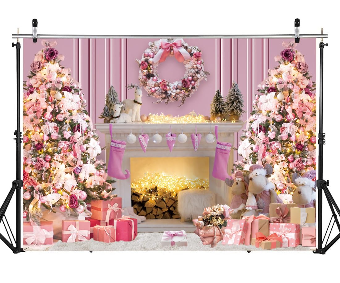 Amazon.com : DHXXSC 7X5FT Pink Christmas Fireplace Backdrop Xmas