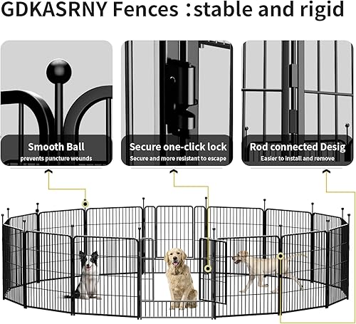 Miniatura 2 de Corralito portátil para perros, valla de ejercicio de metal resistente para mascotas, corral para interiores y exteriores, corral para mascotas para