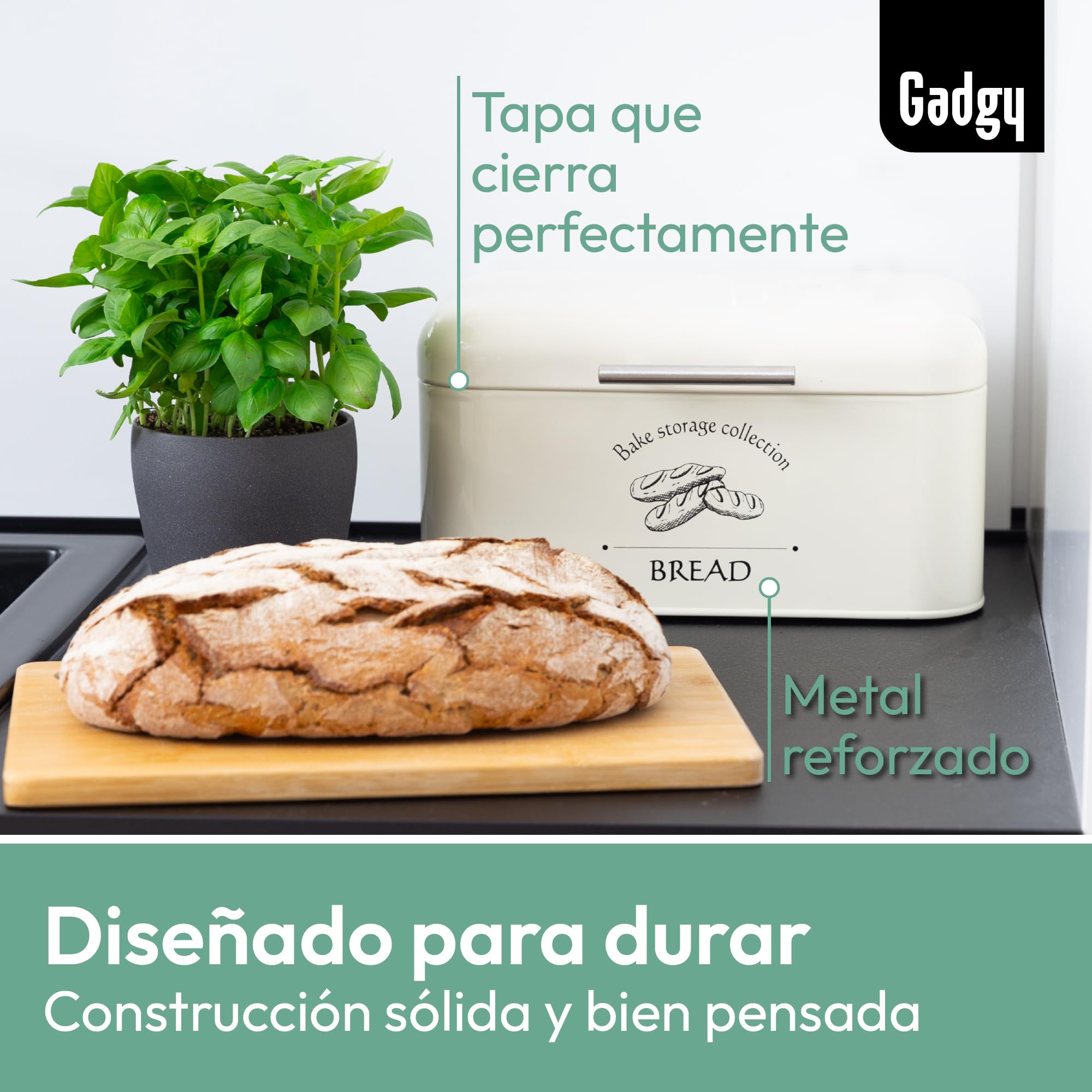 Gadgy Paneras para Guardar el Pan Grande | 31 x 18 x 15 cm. | Panera Vintage | Caja Metalica | Gadgets Cocina