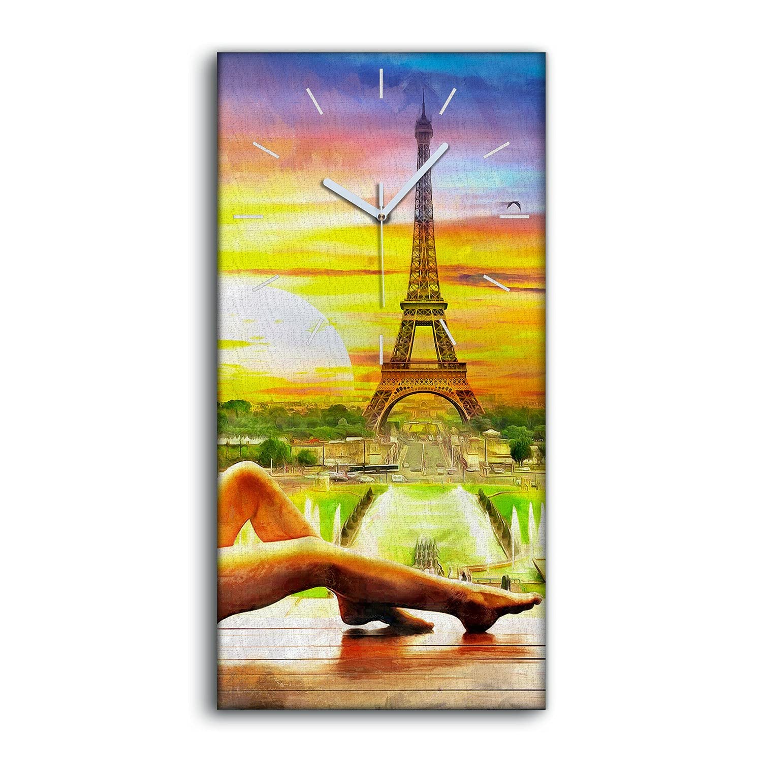 Horloge sur Toile Art Moderne Paris Tour Eiffel Impression Haute Définition