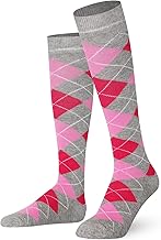 Mysocks Knee High Socks for Women and Men - Breathable Combed Cotton Seamless Toe Argyle Unisex Long Socks - Casual Knee Length Golf Socks