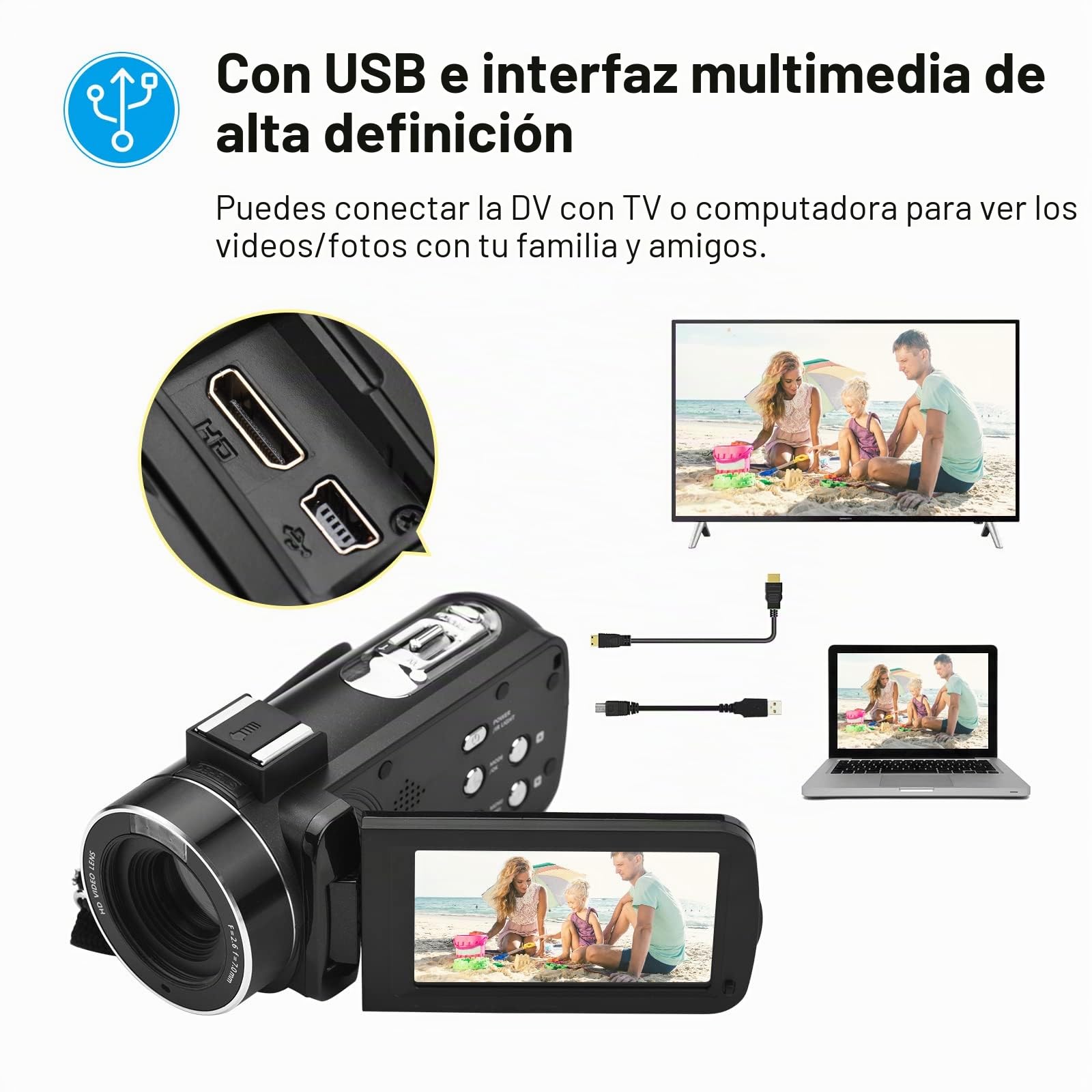 Cámara de Video Digital 4K Videocámara WiFi Grabadora DV 56MP 18X Zoom Digital Pantalla táctil IPS de 3.0 Pulgadas Admite detección de rostros Visión Nocturna por Infrarrojos Antivibración