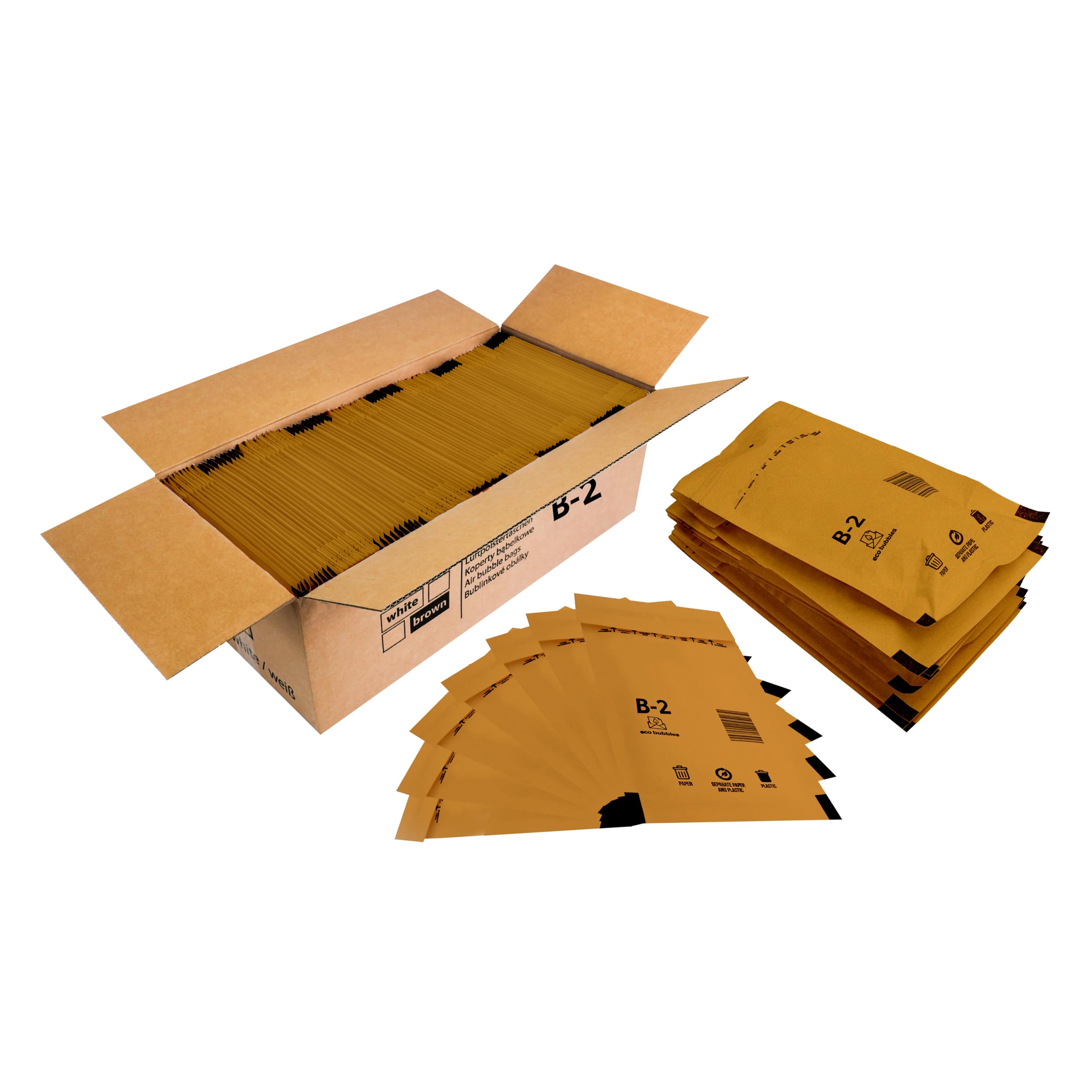200 Versandtaschen Luftpolsterumschläge haftklebend Luftpolsterversandtaschen Luftpolstertaschen Polsterumschläge B2 (135 x 225 mm) braun Selbstklebeverschluß 200 Stück