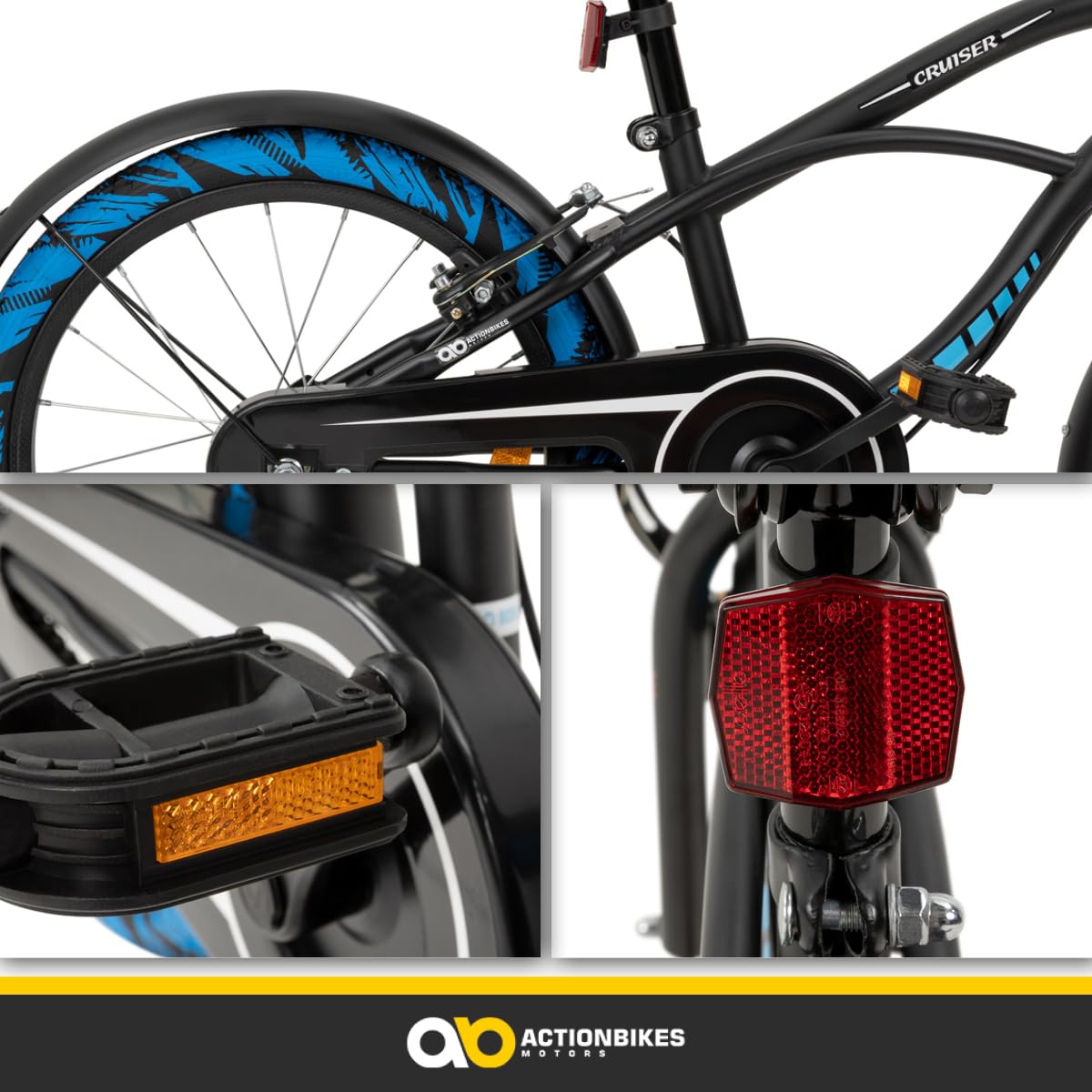 Actionbikes Kinderfahrrad | 16 18 20 24 Zoll - V-Brake Bremsen - Fahrrad für Kinder von 4-12 Jahren - Schutzblech v. / h - Kinder Fahrrad für Mädchen & Jungen - Fahrräder - Bicycle - Kinderrad