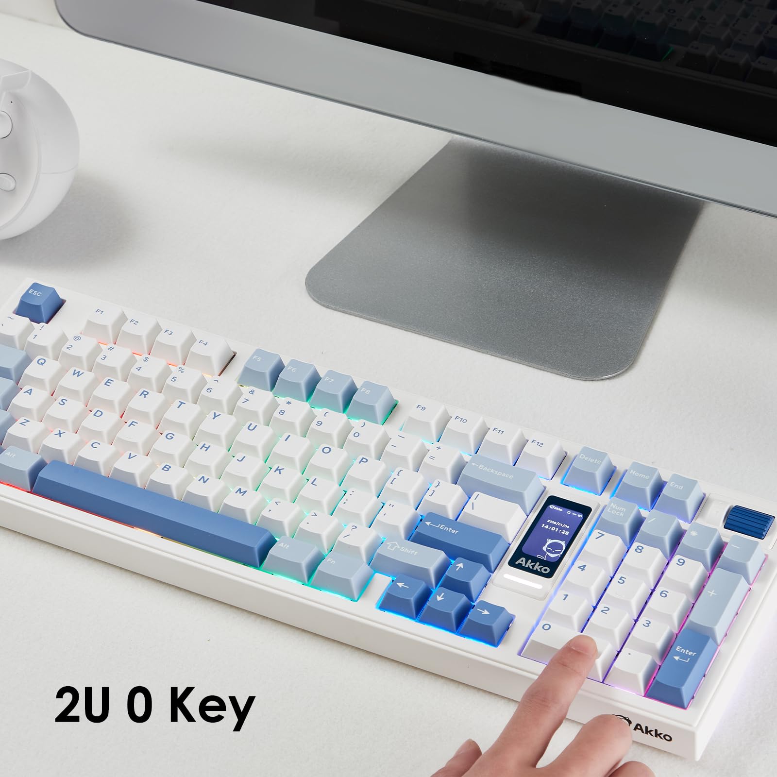 Akko 5098B Tastiera da gioco wireless con schermo, tastiera meccanica sostituibile a caldo con rotella di scorrimento, tastierino numerico, tastiera con guarnizione RGB, interruttore pre-lubrificato