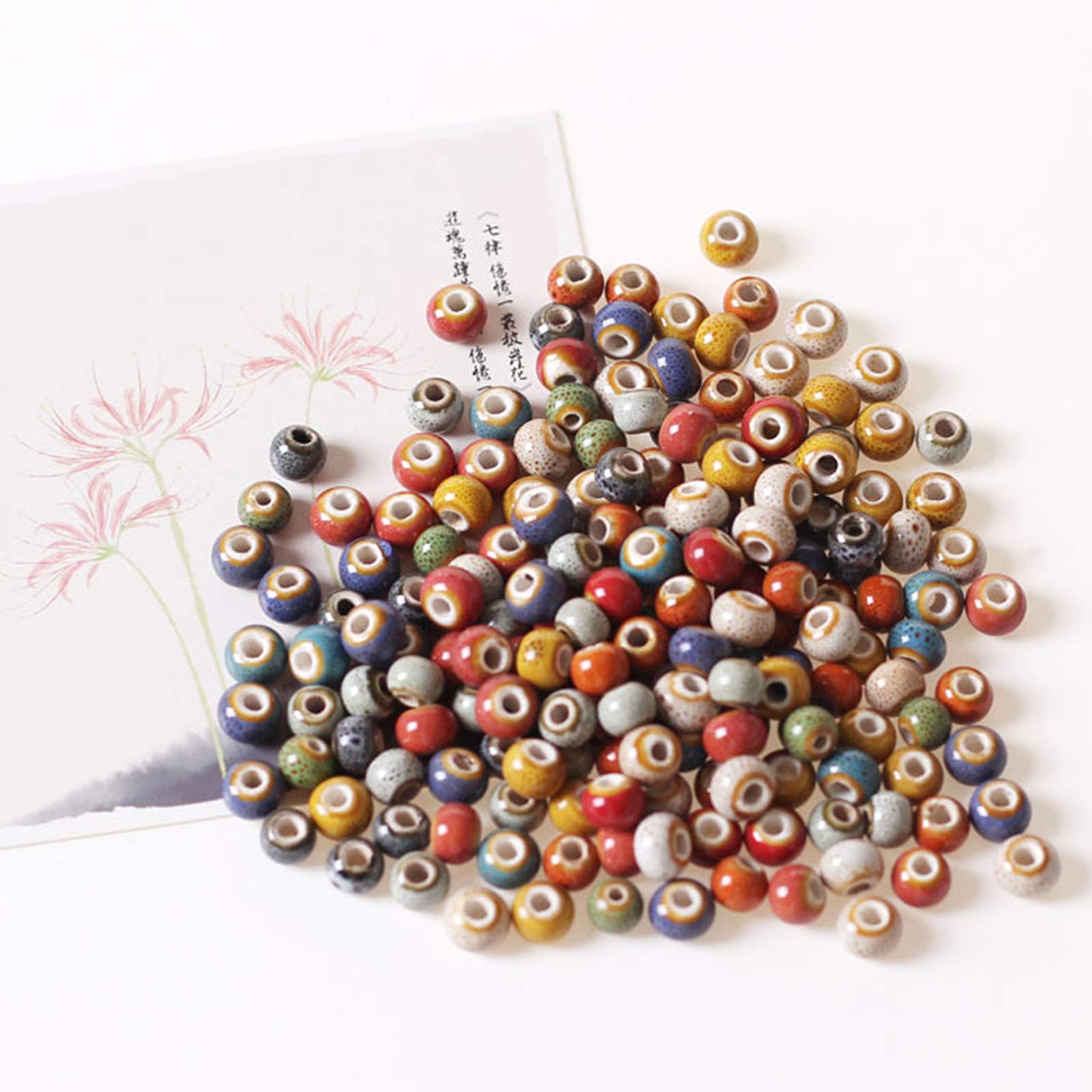 200 Perline In Ceramica Smaltata 6mm - Per Creazione Gioielli Fai Da Te, Colorate, Miste