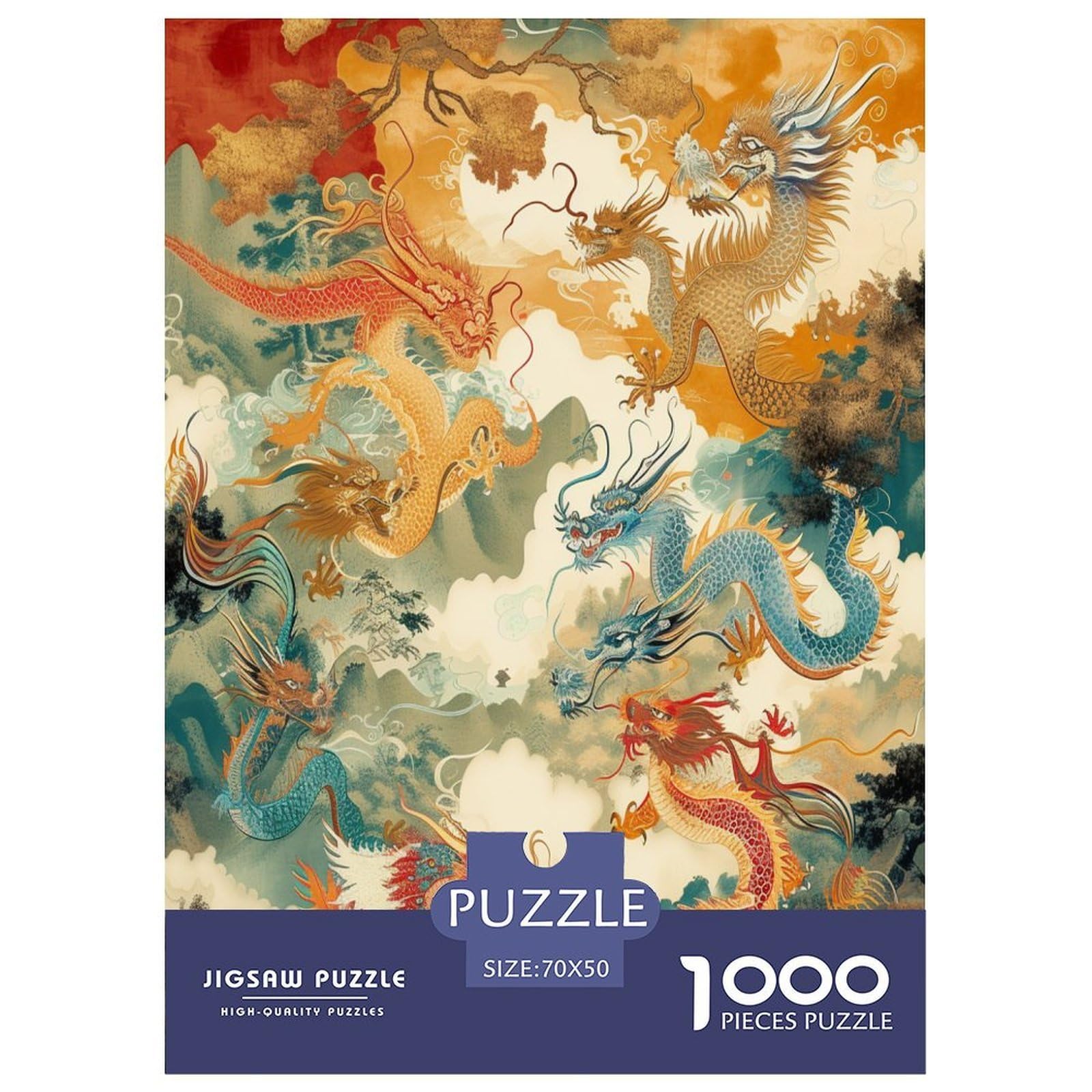 Puzzle de dragón de 1000 piezas: rompecabezas difícil y artístico de 70x50 cm 8
