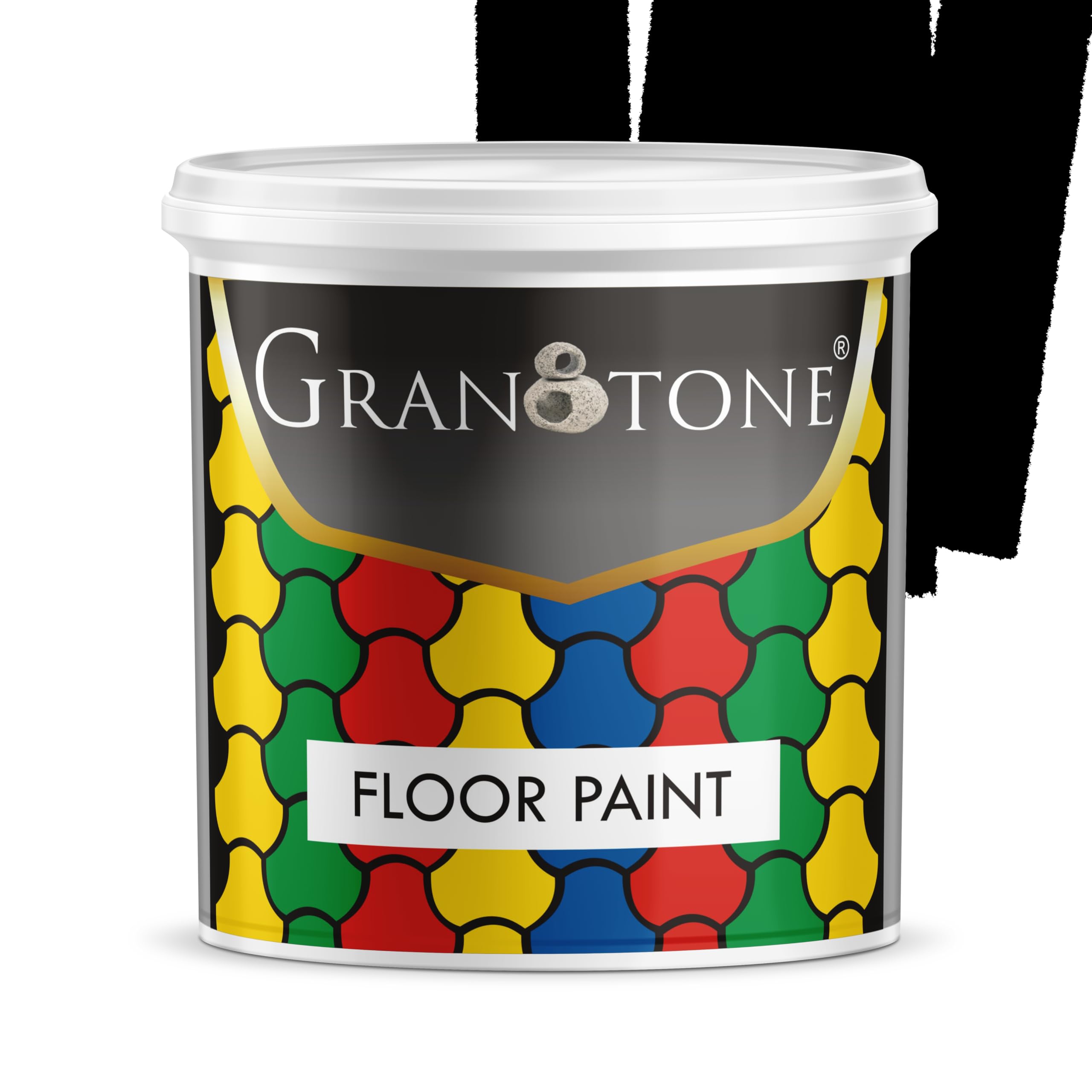 GRANOTONE Floor paint for cement floor and tiles, Polyurethane and Acrylic Polymer Based Concrete Sealer, Anti-Slip, Thick & Durable tile paint 1 L, Jet Black